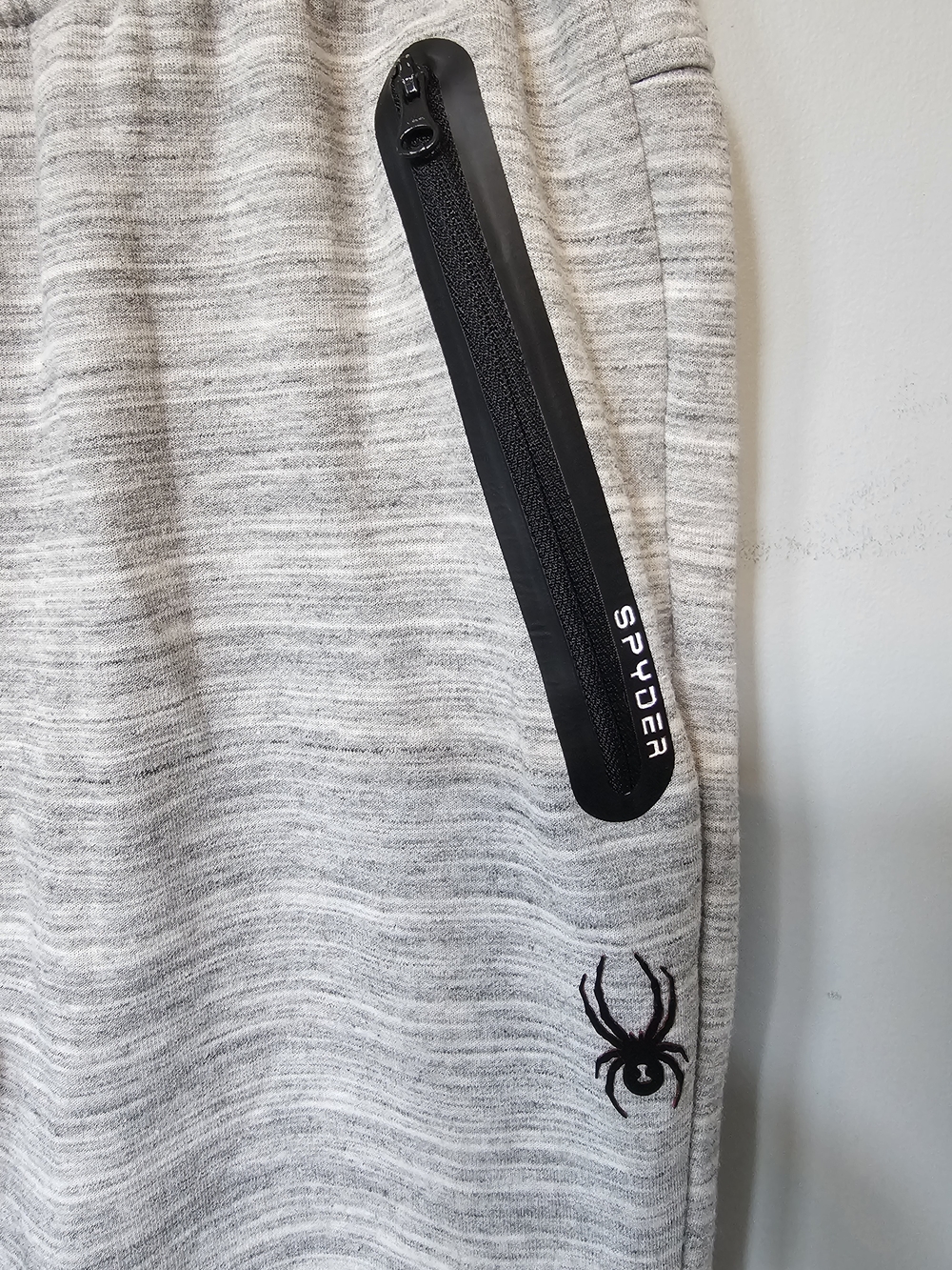 Spyder Active ProW-B Jogger Sweatpants Size Medium Grey Marled Zip Pockets - Picture 2 of 5